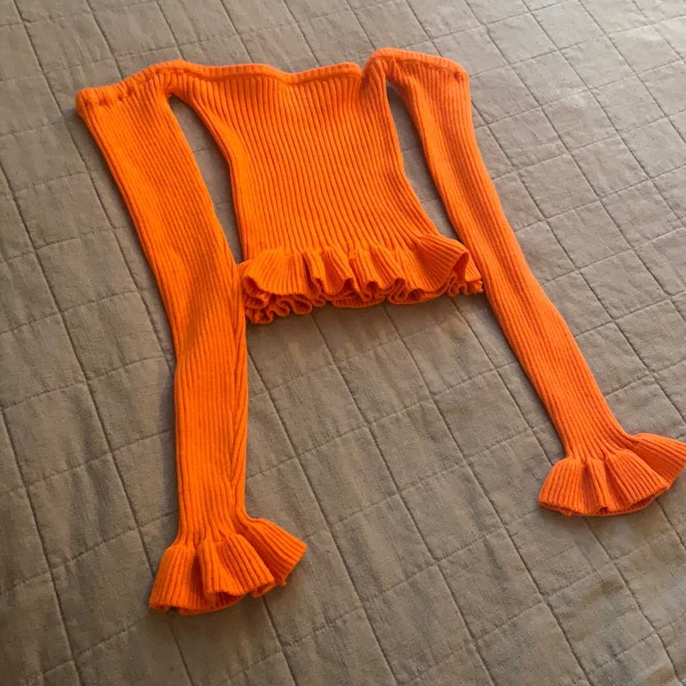 Orange off the shoulder sweater